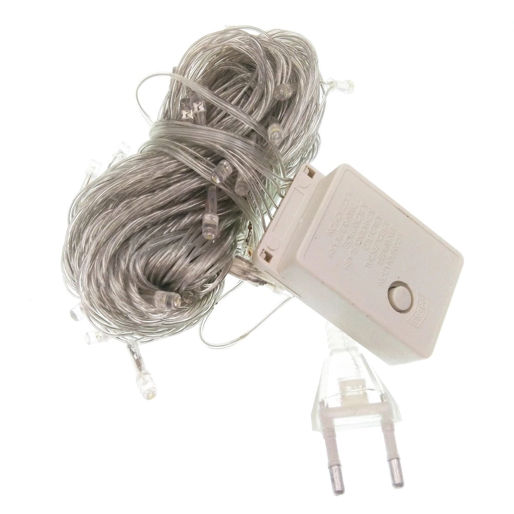 Instalatie Brad de Craciun, 100 LED Culoare Rosie, Lungime 7m - Cablu de Instalatii cu Beculete pentru Sarbatori de Iarna Cablu Alb