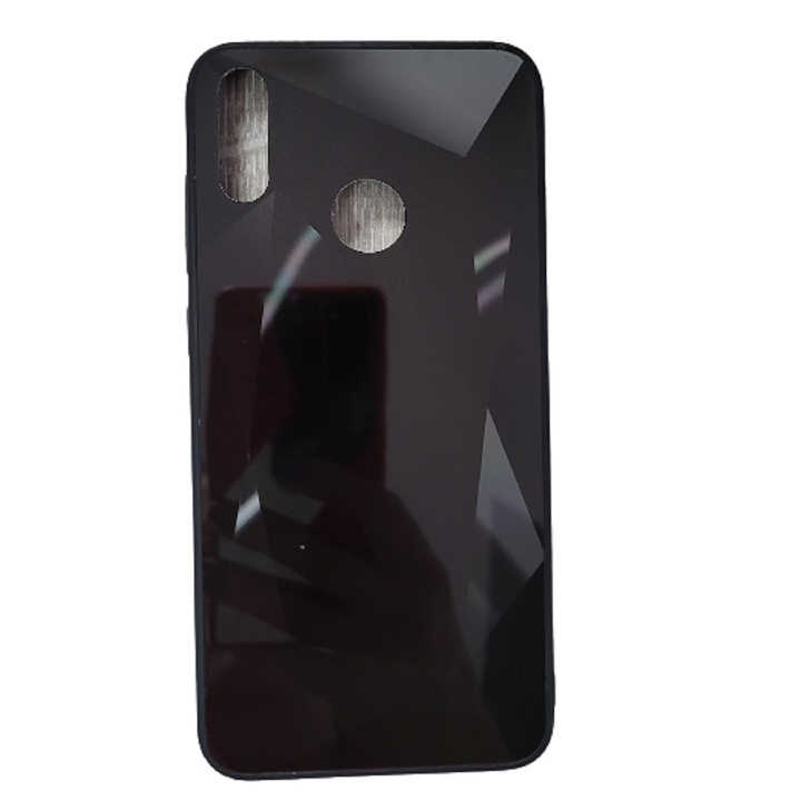 Huawei P30 Lite kompatibilis gyémánt textúrájú tükör tok, fekete