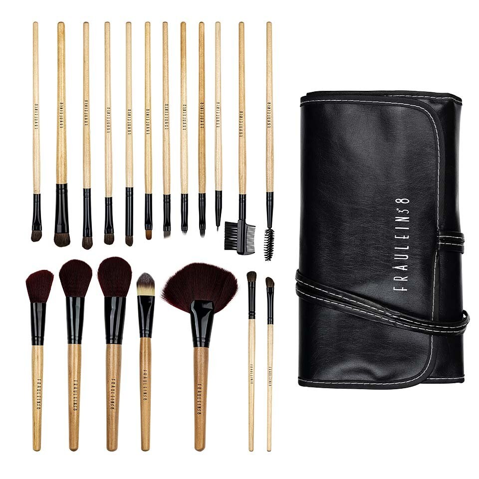 Set 19 pensule machiaj ieftine Fraulein38 Natural Wood