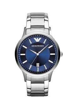 Emporio Armani, Ceas quartz cu bratara din otel inoxidabil, Argintiu Emporio Armani, Ceas quartz cu bratara din otel inoxidabil, Argintiu