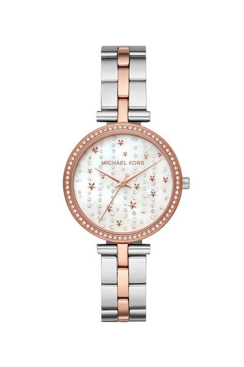 Michael Kors, Maci Celestial fémszíjas karóra gyöngyház számlappal, Ezüstszín/Vörös Aranyszín
