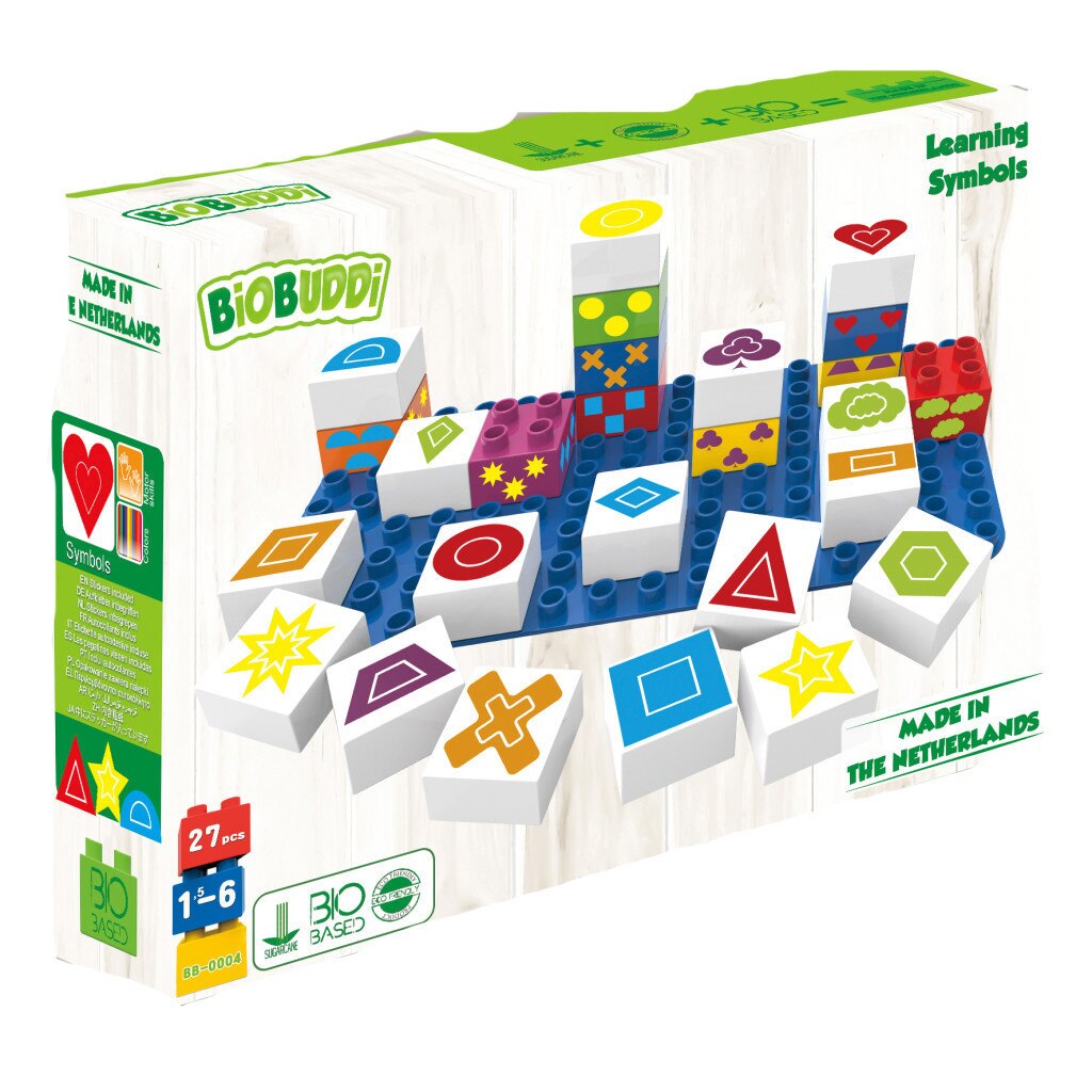 Set de constructie Bio Buddi Designer - Cuburi cu forme geometrice, 27 piese