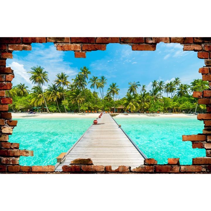 Sticker iluzie pod spre plaja broken wall 135 x 90 cm