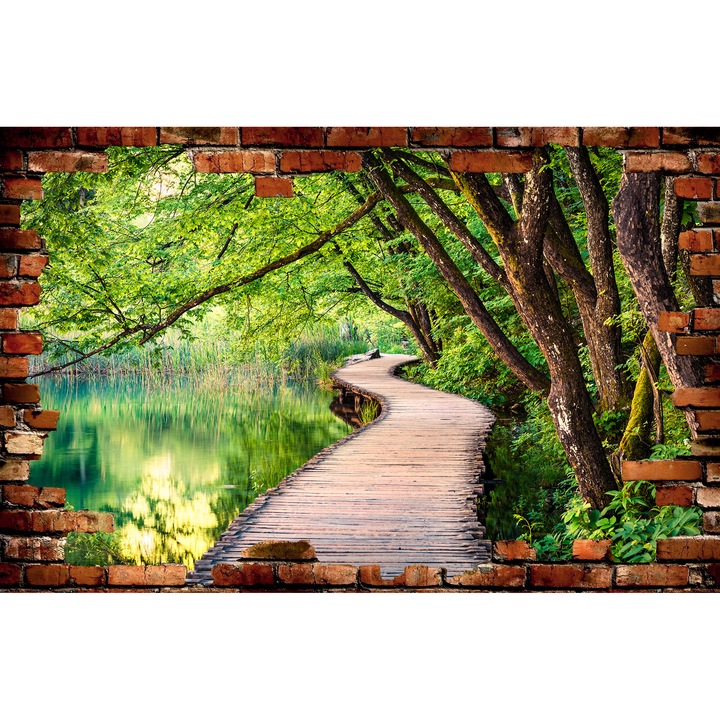 Sticker iluzie pod langa lac broken wall 135 x 90 cm