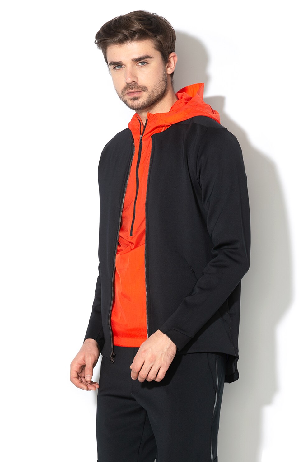 Under Armour, Bluza sport cu fermoar Recovery, Negru, S
