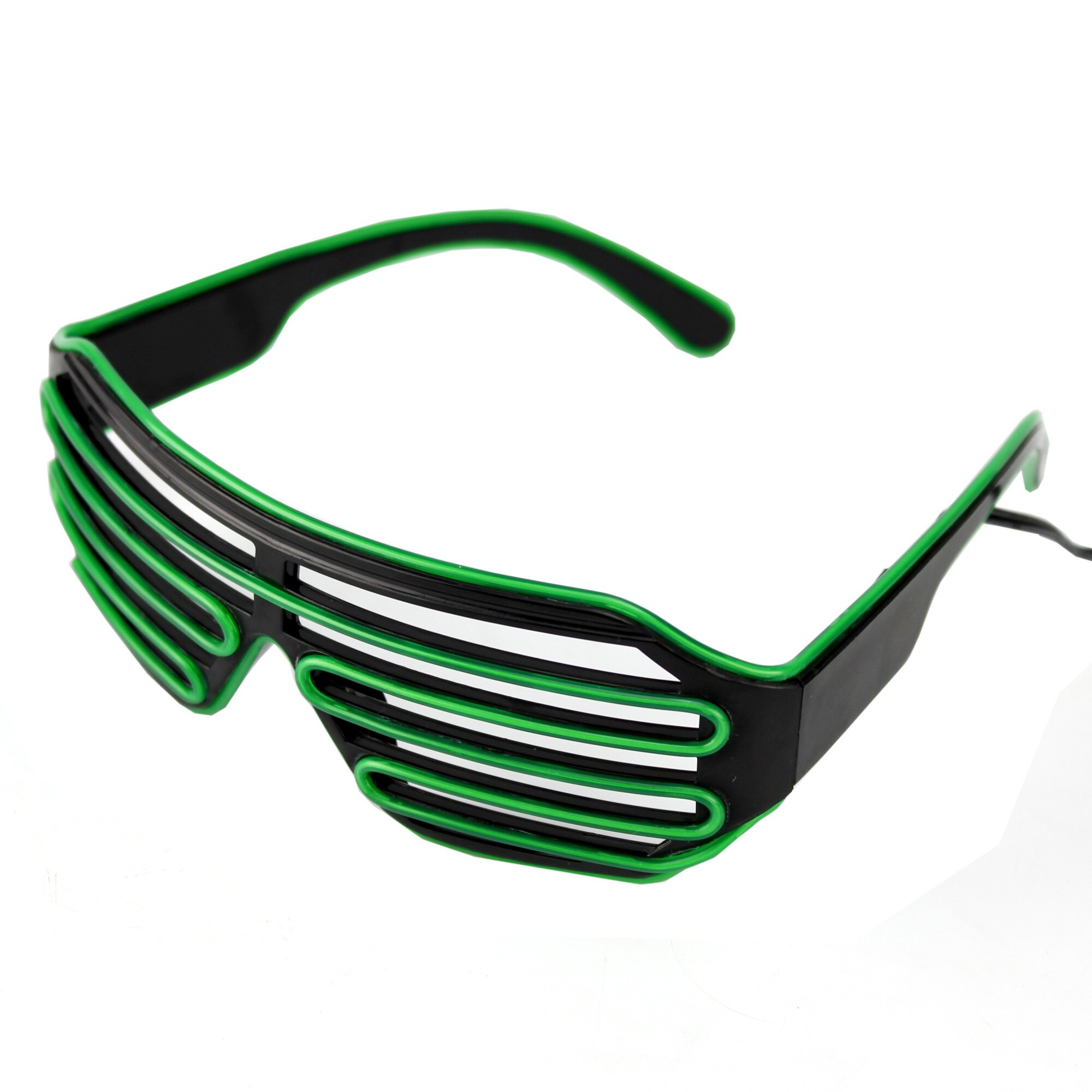 Ochelari Shutter luminosi cu fir El Wire, ProCart, 3 moduri iluminare, invertor baterii, verde inchis