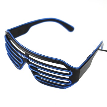 Ochelari Shutter luminosi cu fir El Wire, ProCart, 3 moduri iluminare, invertor baterii, albastru Ochelari Shutter luminosi cu fir El Wire, ProCart, 3 moduri iluminare, invertor baterii, albastru