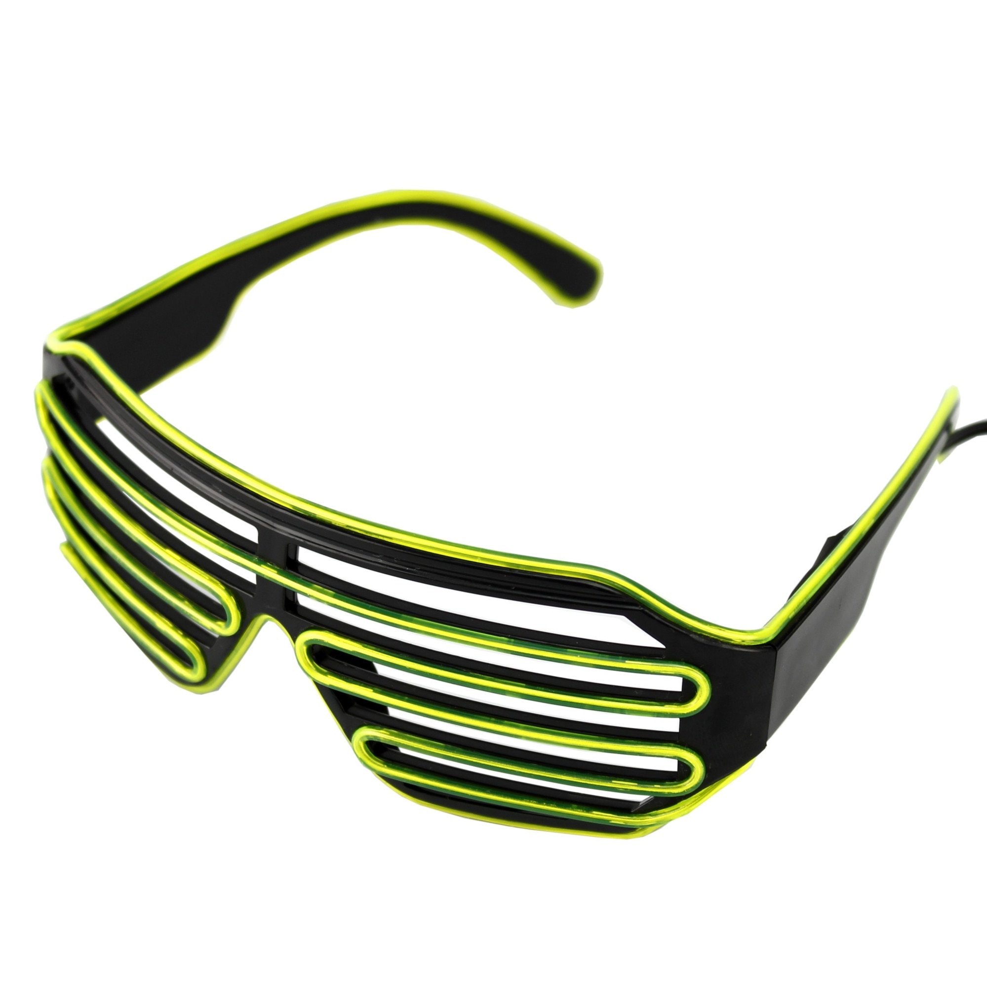 Ochelari Shutter luminosi cu fir El Wire, ProCart, 3 moduri iluminare, invertor baterii, verde deschis