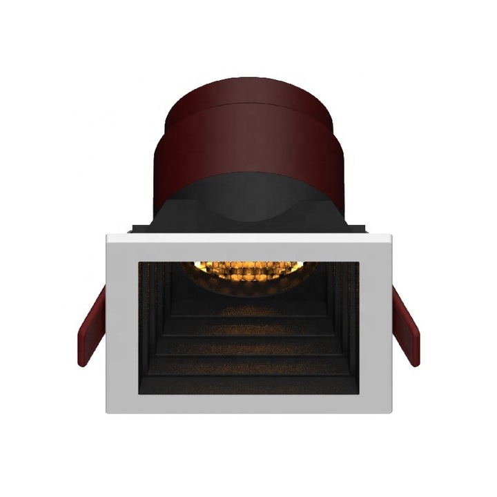 Spot LED 12W/ora, 1368lm - 50 000 ore, 4000K lumina naturala, patrat, incastrabil, filtru antiorbire, LED Market®, S1683, Corp Alb+Negru, clasa energetica E