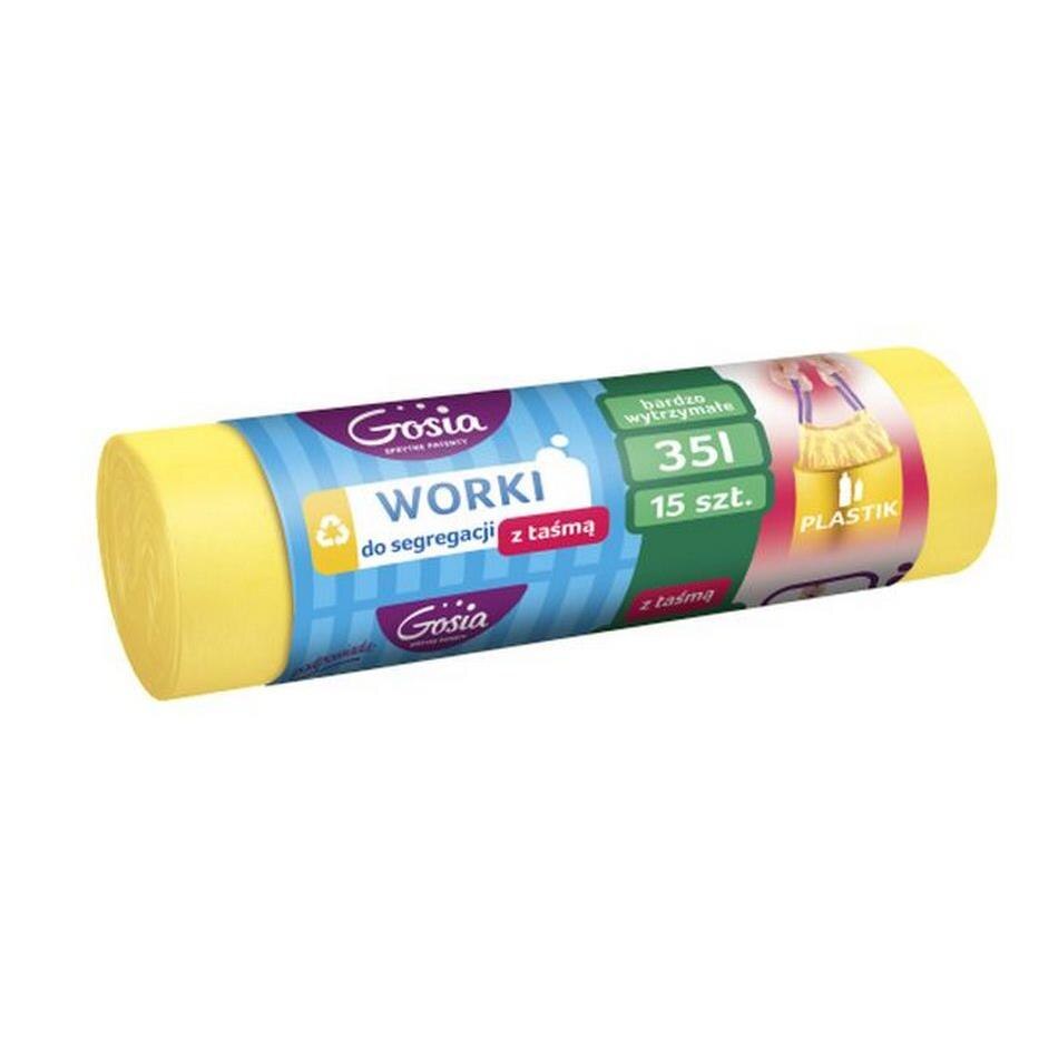 Saci de segregare Gosia 35l Galben 15 buc 4420 Cu banda de plastic