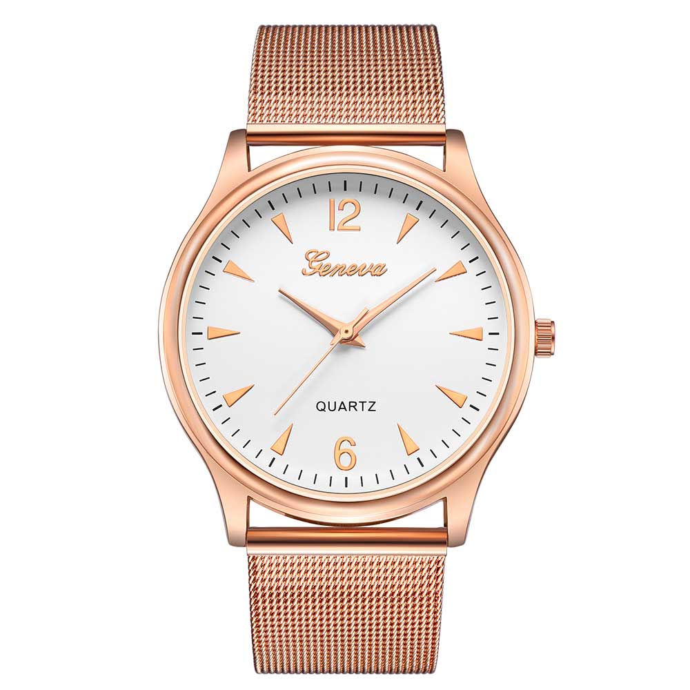 Ceas Geneva Unisex Quartz Casual Elegant Rose/alb, PN999432RAB, curea din metal (mesh), afisaj Analog