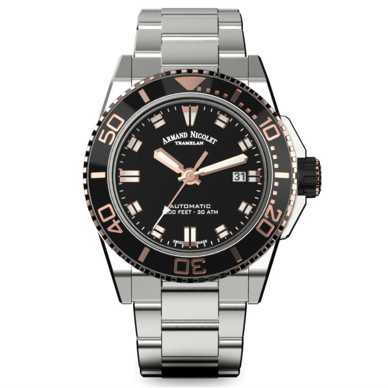 Ceas barbatesc ARMAND NICOLET, A480ASN NS MA4480AA, Automatic, Swiss Made, otel inox 316L, 300m