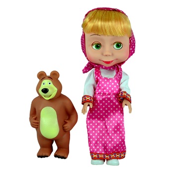 Papusa Masha roz cu melodie si ursulet Papusa Masha roz cu melodie si ursulet