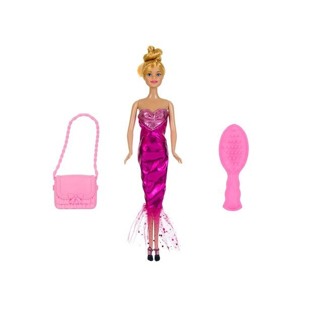 Papusa Blonda eleganta cu geanta si pieptene, 31 cm