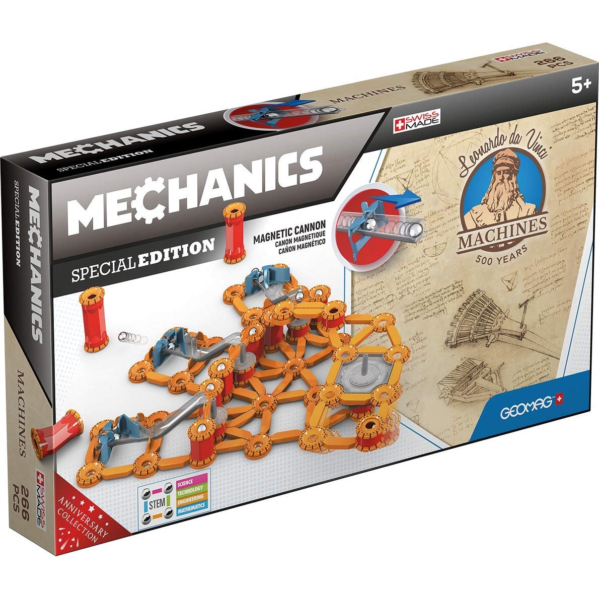 Set de constructie magnetic Geomag Editie Speciala Leonardo da Vinci Tun Magnetic 266 piese
