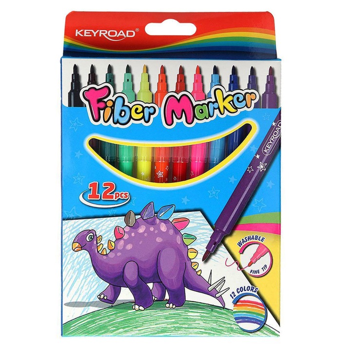 Set 12 carioci - Keyroad Washable Fiber Marker