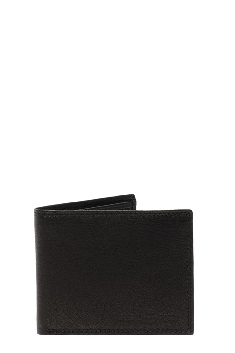 Pierro Poggi, Кожен портфейл с релефно лого, Черен