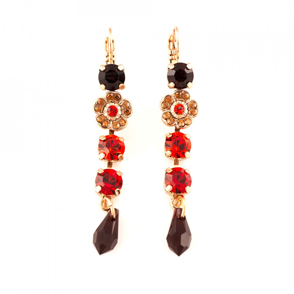 Cercei placati cu Aur roz de 24K, Cristale Swarovski, Simply Red by Roxannes - Mariana Jewellery, Rosu 1504/1-3801RG6