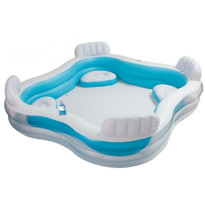 Piscina gonflabila cu scaune intex 56475np, forma patrata 229 x 229 cm