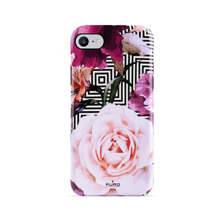 PURO Glam Geo Flowers tok iPhone SE 2020 / 8 / 7 / 6s készülékhez, többszínű