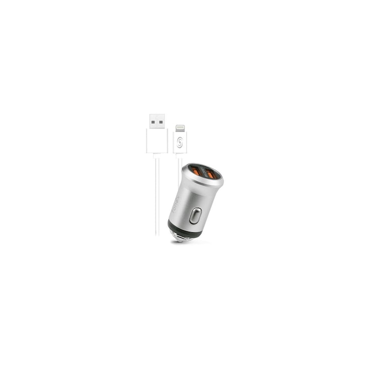 Autós töltő Fonex 2 USB 2.1A+ kábel IPhone-hoz