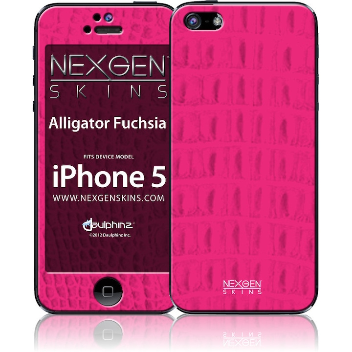ND38_IP50004 Nexgen Skins – Skinek készlet 3D hatású tokhoz iPhone SE (2016) / iPhone 5s / iPhone 5 (Alligator Fuchsia 3D)