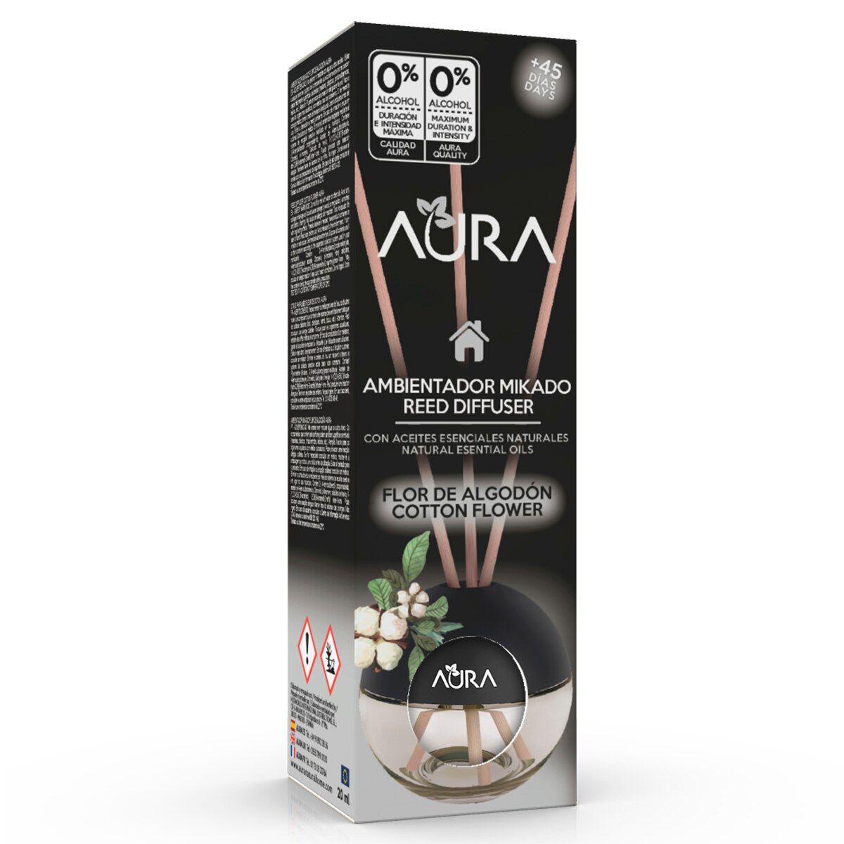 Odorizant camera 0% alcool Aura, Floare de bumbac 20 ml
