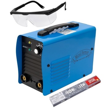 Invertor / Aparat de sudura Micul Fermier Lv 250 Blue, ochelari sudura si electrozi Invertor / Aparat de sudura Micul Fermier Lv 250 Blue, ochelari sudura si electrozi