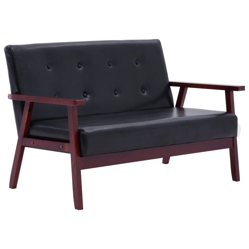 Canapea 2 locuri, vidaXL, Piele ecologica, 113,5 x 67 x 73,5 cm, Negru