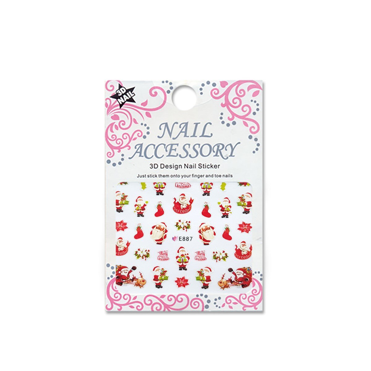 Decoratiuni cu efect acrilic 3D, MoonbasaNails, E887, Mos Craciun, Multicolor