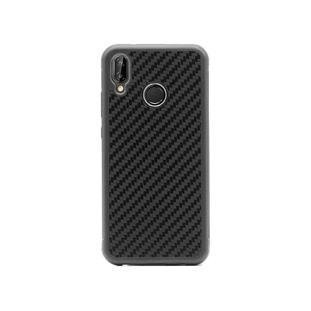 Husa de Telefon din Silicon cu Insertie de Fibra de Carbon Autentica Compatibila cu Huawei P20Lite
