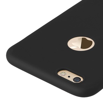 Husa iPhone 6 / 6S, de 4.7 inch, din silicon dens, decupaj logo, Black Husa iPhone 6 / 6S, de 4.7 inch, din silicon dens, decupaj logo, Black
