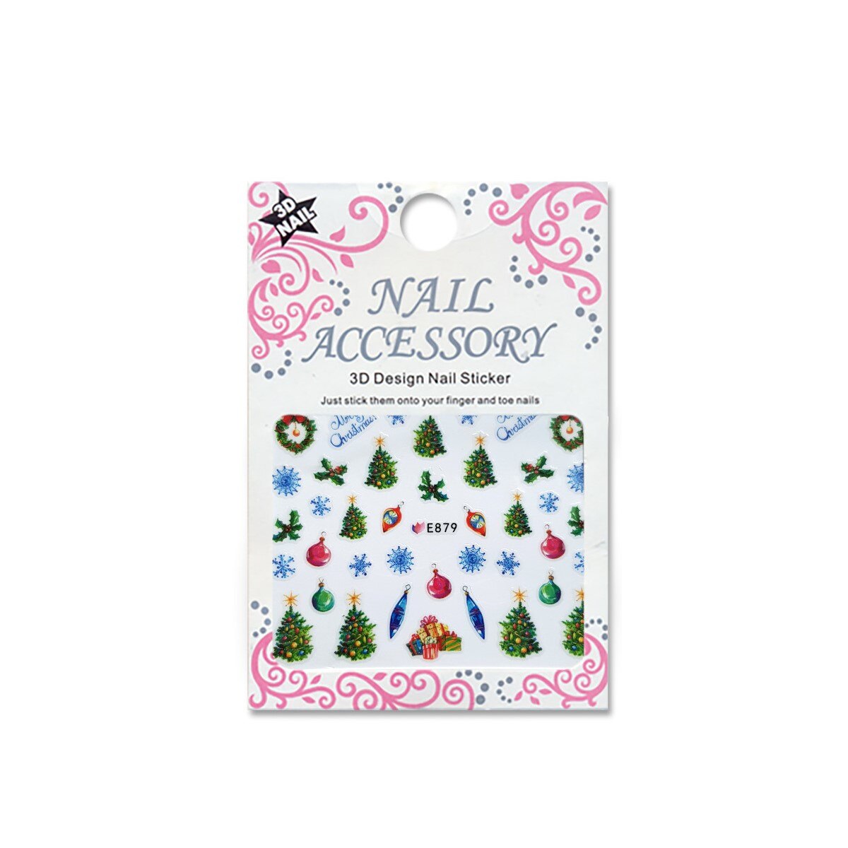 Decoratiuni cu efect acrilic 3D, MoonbasaNails, E879, Model Craciun, Multicolor