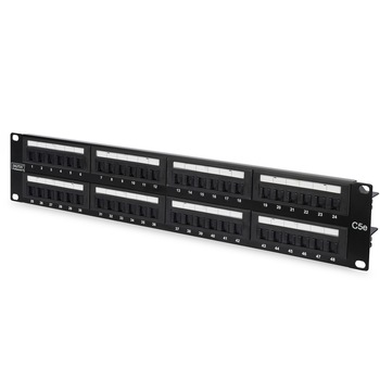 Patch Panel Cat.6, 48xRJ45 UTP, negru, neecranat, Digitus Patch Panel Cat.6, 48xRJ45 UTP, negru, neecranat, Digitus