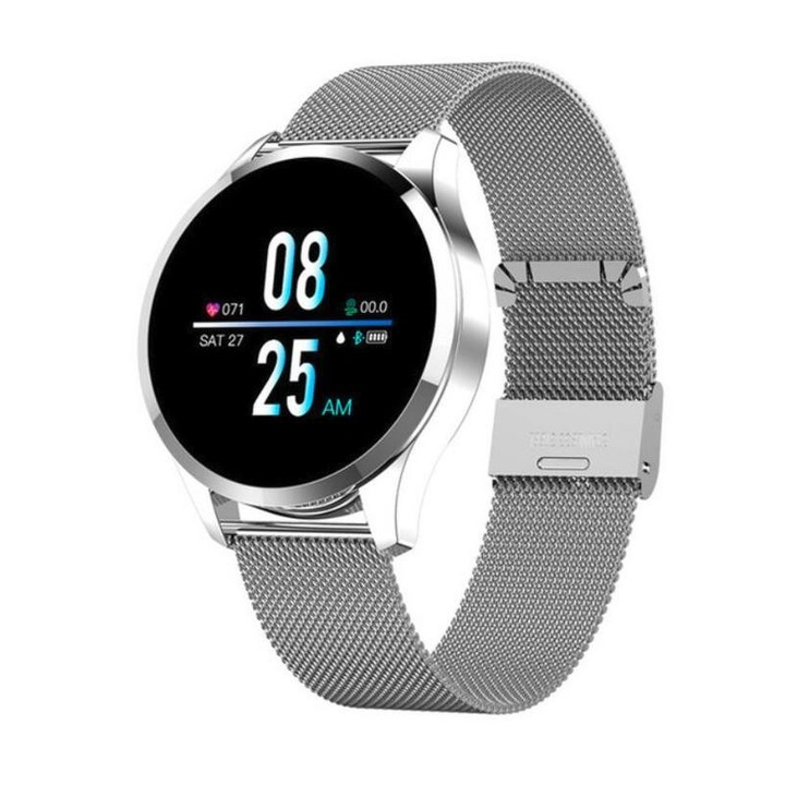Ceas smartwatch Exlene Q9, 1.22”, IPS, 240x240 pixeli, Bluetooth 4.0, Senzor-G, Argintiu