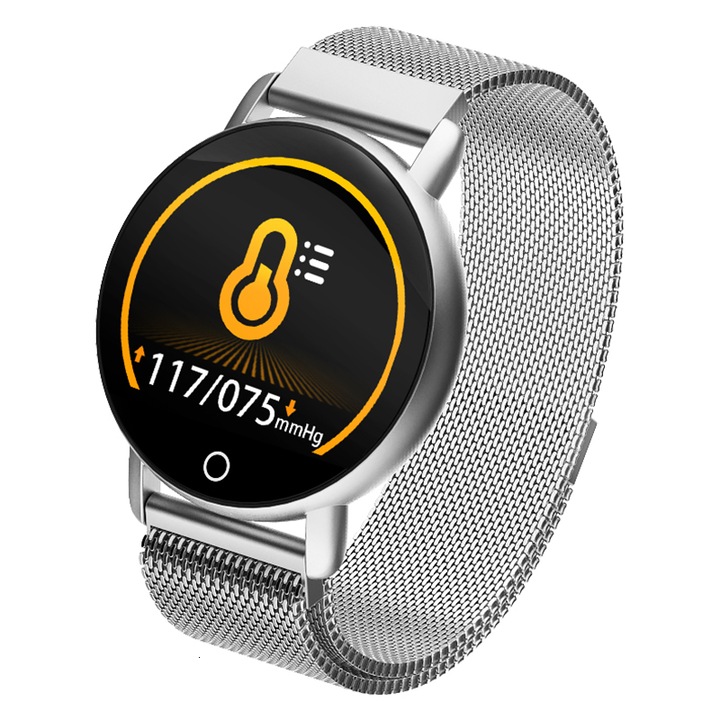 Ceas smartwatch Exlene R1, 2 ore incarcare, 5-7 zile autonomie, 10 zile standby, Argintiu