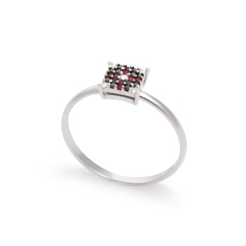 Inel din aur alb 18 K, 1.3 g, diamante 0.11 carate si rubine 0.06 carate, 25 pietre, marime 55, Orsini Inel din aur alb 18 K, 1.3 g, diamante 0.11 carate si rubine 0.06 carate, 25 pietre, marime 55, Orsini