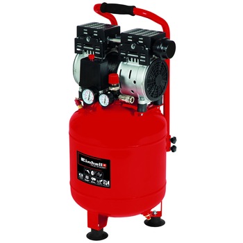 Compresor fara ulei Einhell TE-AC 24 Silent, 750 W, 8 bar presiune lucru, 24 l capacitate rezervor, 65 l/min debit aer refulat, 135 l/min debit aer aspirat Compresor fara ulei Einhell TE-AC 24 Silent, 750 W, 8 bar presiune lucru, 24 l capacitate rezervor, 65 l/min debit aer refulat, 135 l/min debit aer aspirat