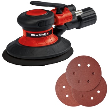 Slefuitor rotativ pneumatic pentru compresor Einhell TC-PE 150, 6.4 bar, 100 l/min, 150 mm diametru disc + 6 discuri abrazive Slefuitor rotativ pneumatic pentru compresor Einhell TC-PE 150, 6.4 bar, 100 l/min, 150 mm diametru disc + 6 discuri abrazive