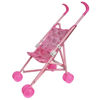 Carucior cadru metal pentru papusi , Roz , Robentoys Carucior cadru metal pentru papusi , Roz , Robentoys