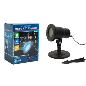 Proiector decorativ pentru Craciun LED Phenom, model fulg, 12W, 110/240V, IP44, aria acoperita 68 mp, Alb Proiector decorativ pentru Craciun LED Phenom, model fulg, 12W, 110/240V, IP44, aria acoperita 68 mp, Alb
