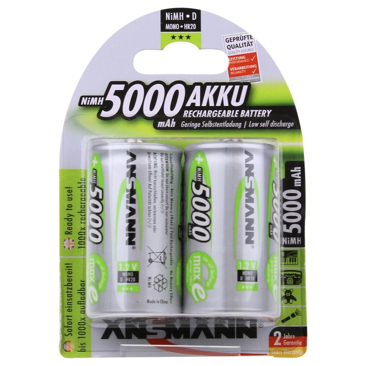 Батерии Ansmann D, 2 броя, 5000mAh, блистер