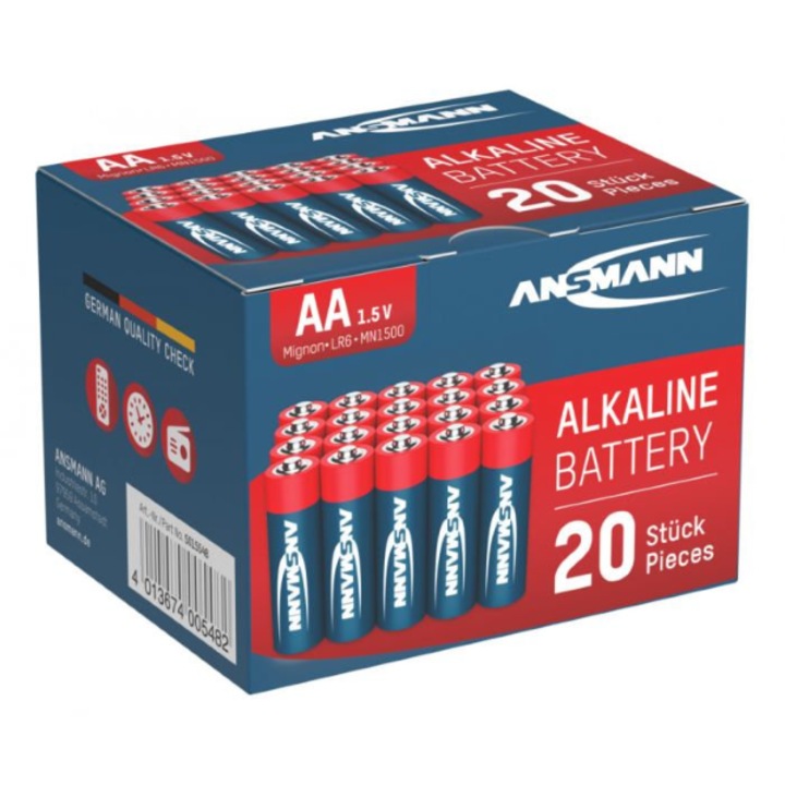 Baterii alcaline Ansmann Red AA, R6, cutie 20 bucati
