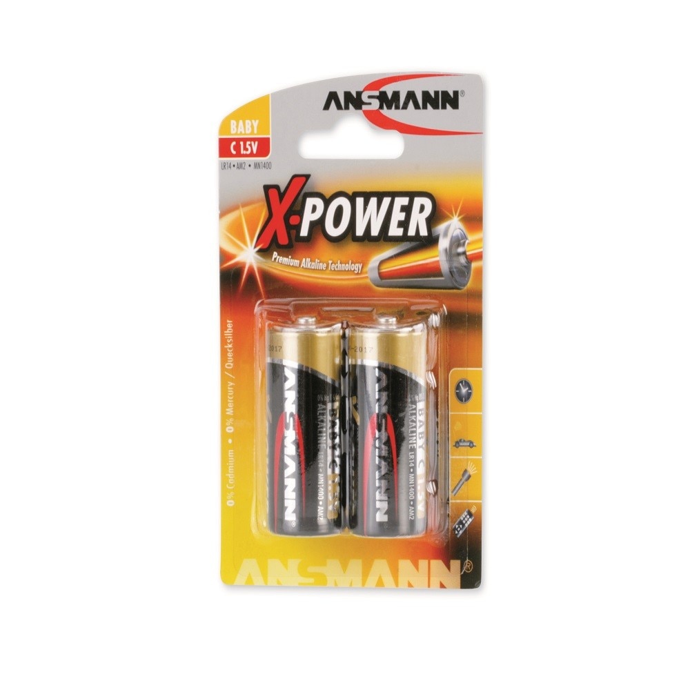 Baterii alcaline Ansmann XPower C, LR14, blister 2 bucati