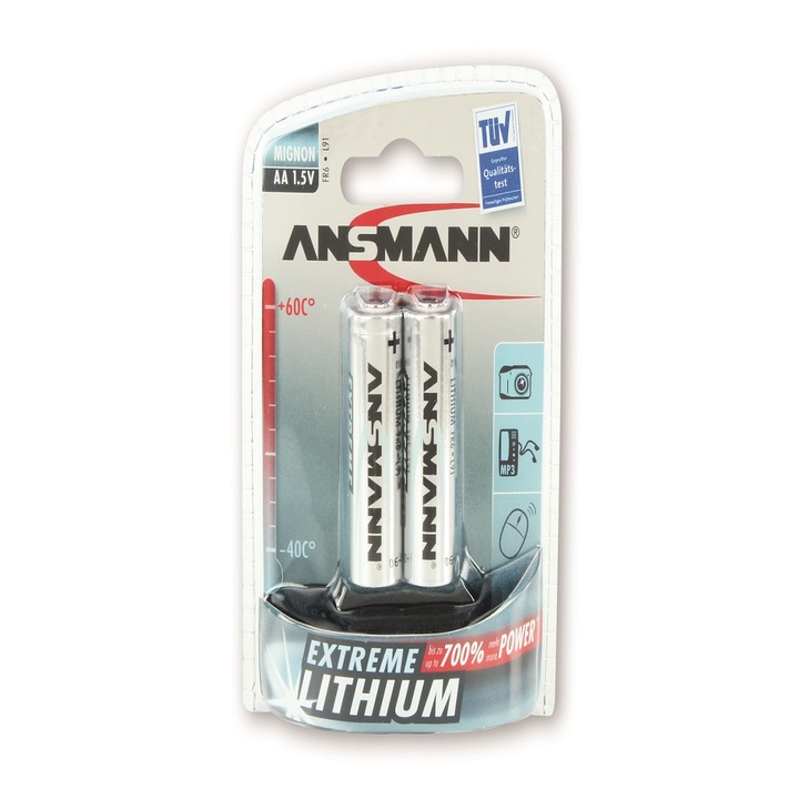 Baterii litiu Ansmann AA, R6, blister 2 bucati