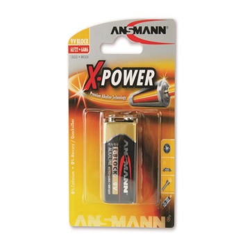 Baterii alcaline Ansmann XPower 6LR61, 9V, blister 1 bucata Baterii alcaline Ansmann XPower 6LR61, 9V, blister 1 bucata