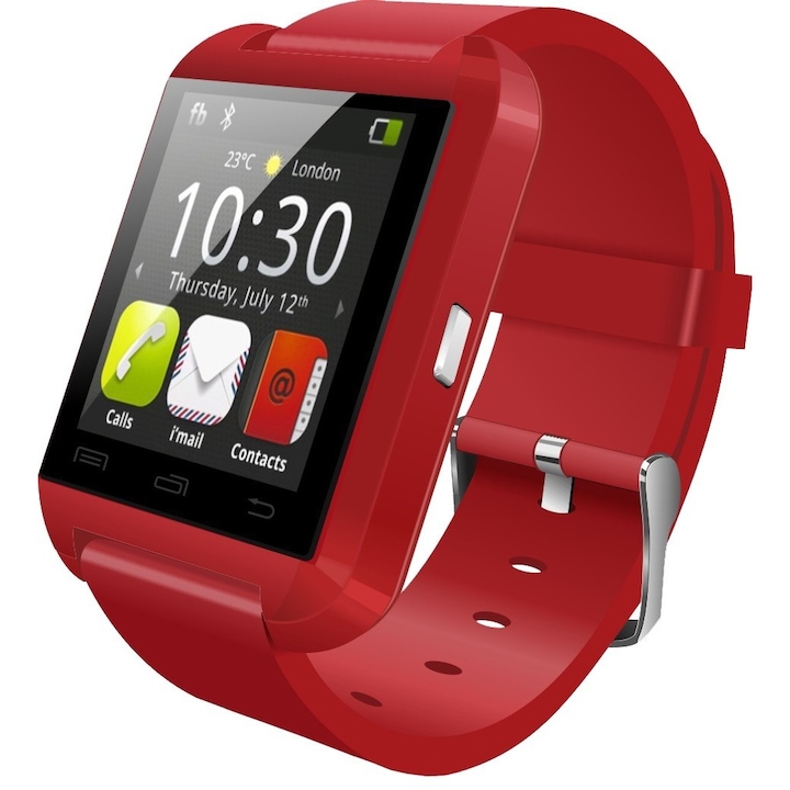 Часовник Smartwatch iUni U8+, Bluetooth, Червен
