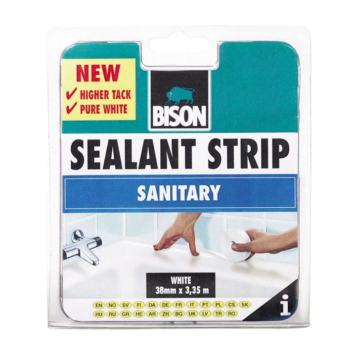 Banda etansare Bison, silicon, 38mm x 3.35m, Alb