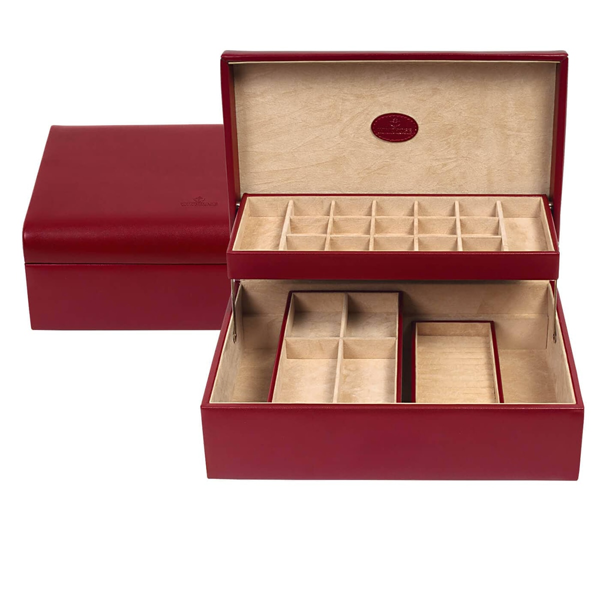 Cutie pentru bijuterii Flora, de culoare bordo, din piele ecologica, WindRose