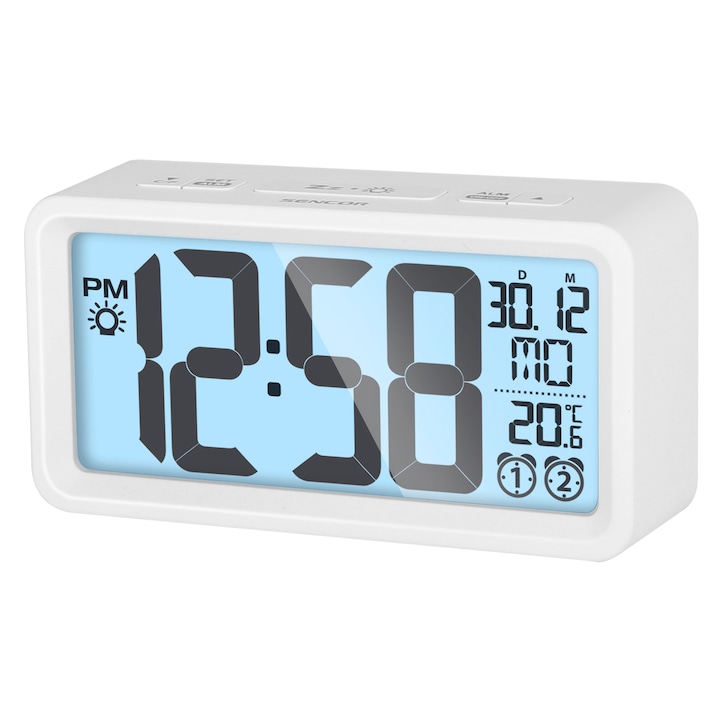 Sencor SDC 2800 W Digitális ébresztőóra hőmérővel, fehér